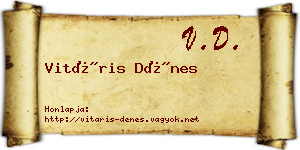 Vitáris Dénes névjegykártya